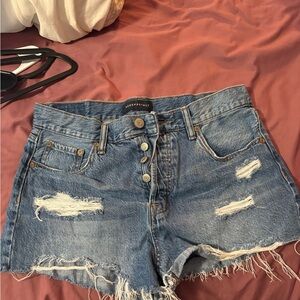 BDG Women's Light Blue Frayed Jean Shorts